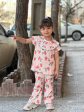 ست های راحتی دخترانه ریلی جامک طرح اسکاتلندی مدل شلوار بوت کات مناسب برای 1تا 12سال دوطرح شاد و زیبا