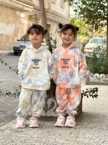 هودی جاگر اسپرت دخترانه و پسرانه آبرنگی حوله ای مناسب برای 2تا 8سال