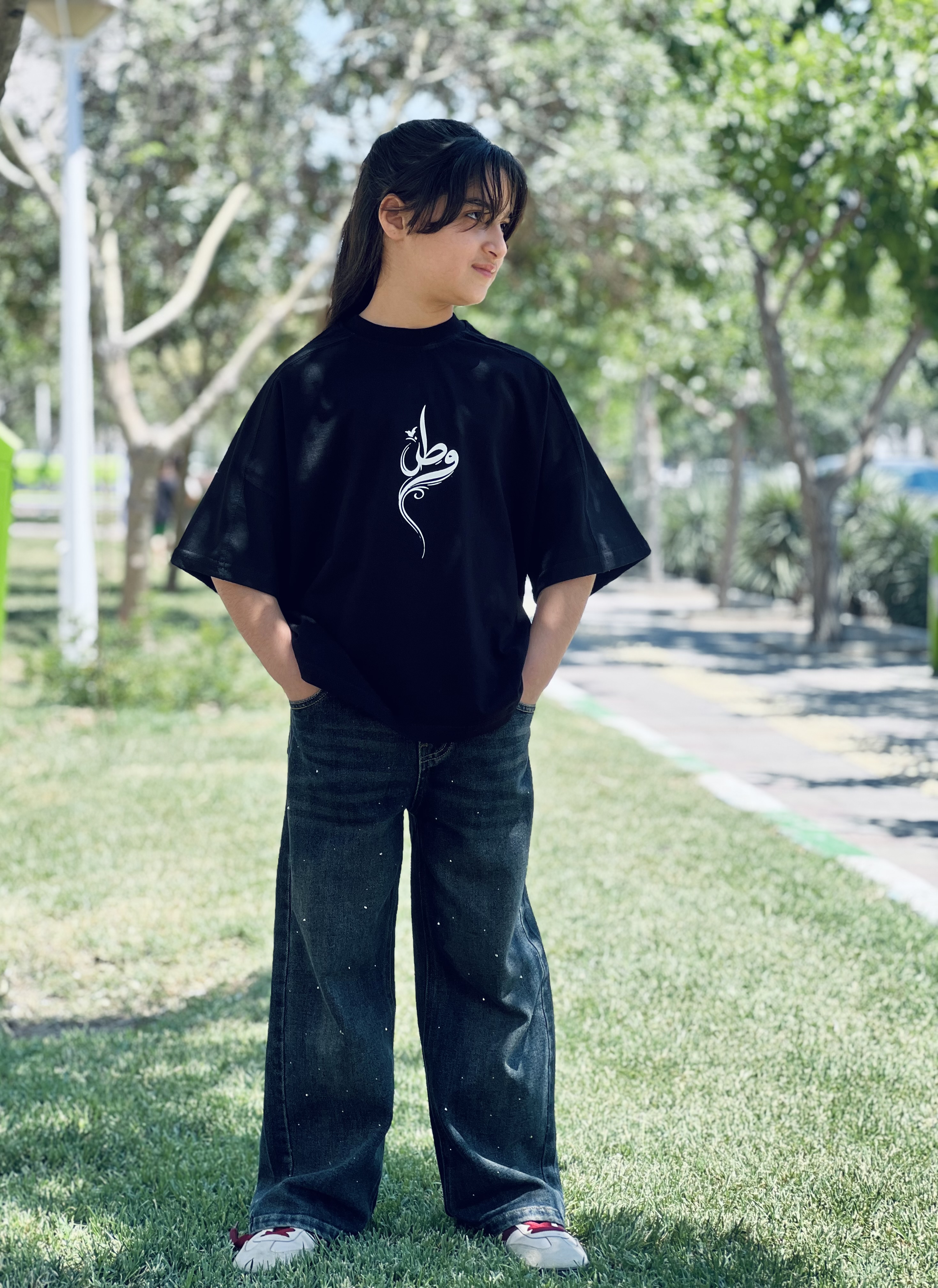 تیشرت مشکی طرح وطن مناسب محرم الگو قواره دار و لش مناسب 5تا 14سال